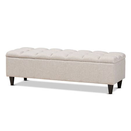 Baxton Studio Brette Beige Upholstered Brown Finished Wood Storage Bench Ottoman 161-9105